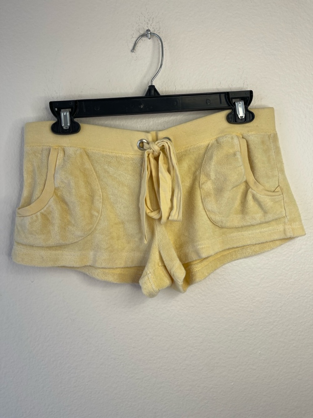 Elan Pale Yellow Terry Drawstring Athletic Shorts